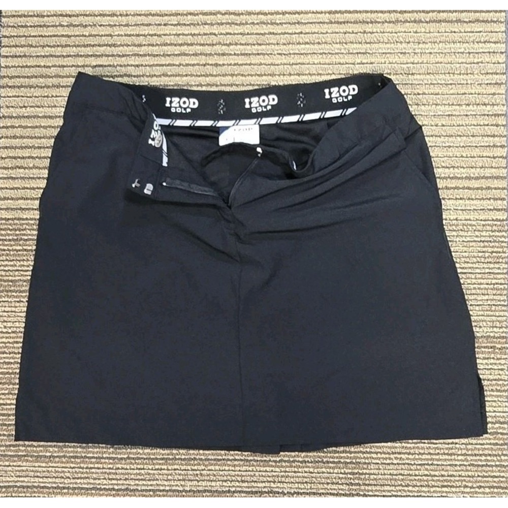 IZOD Golf Women's 10 Black Skorts Skirt Shorts Pockets Tennis Preppy Pickleball